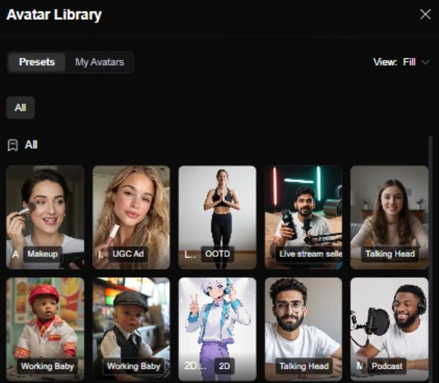 Библиотека Kling Avatar с портретами для теста